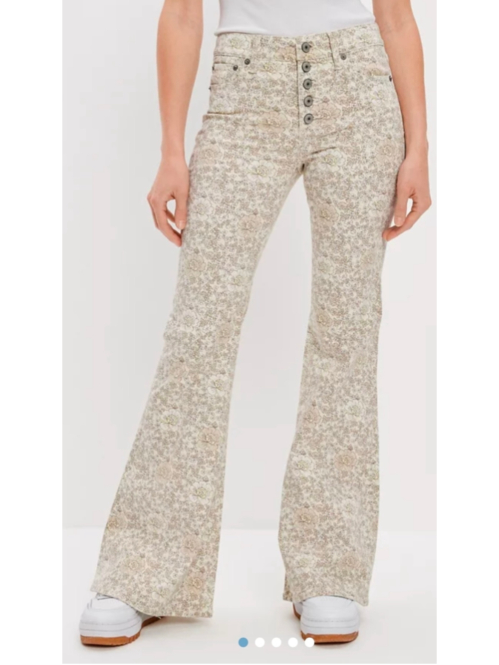 American Eagle Floral Print Festival Flare Jeans Low Rise Size 14 Short
